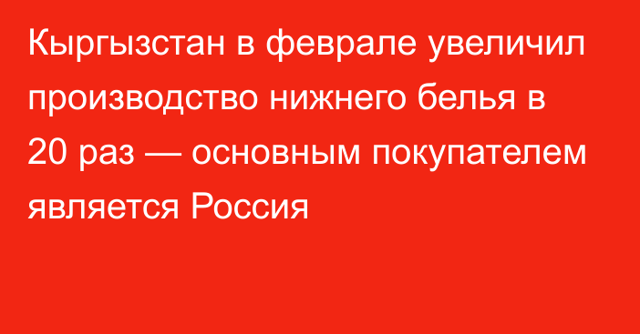 Кыргызстан в феврале увеличил производство нижнего белья в 20 раз — основным покупателем является Россия