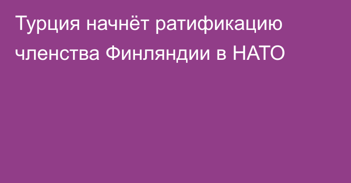 Турция начнёт ратификацию членства Финляндии в НАТО