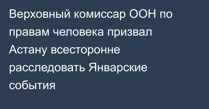 Верховный комиссар ООН по правам человека призвал Астану всесторонне расследовать Январские события