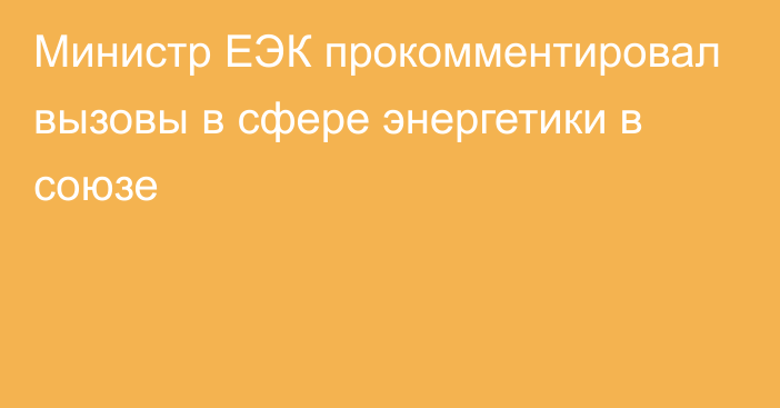 Министр ЕЭК прокомментировал вызовы в сфере энергетики в союзе