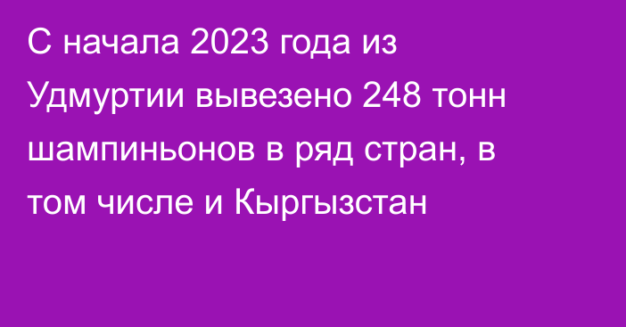 С начала 2023 года из Удмуртии вывезено 248 тонн шампиньонов в ряд стран, в том числе и Кыргызстан