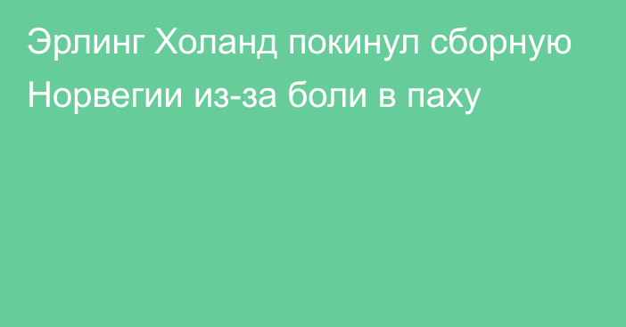 Эрлинг Холанд покинул сборную Норвегии из-за боли в паху