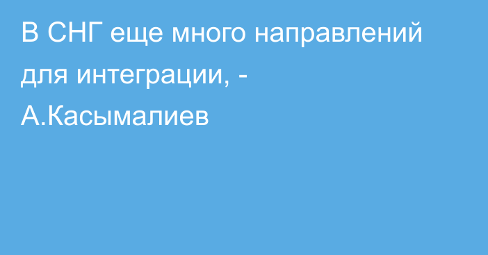 В СНГ еще много направлений для интеграции, - А.Касымалиев