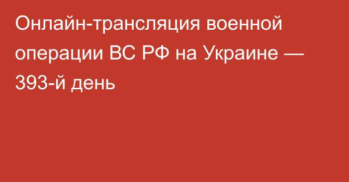 Онлайн-трансляция военной операции ВС РФ на Украине — 393-й день