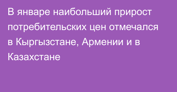 В январе наибольший прирост потребительских цен отмечался в Кыргызстане, Армении и в Казахстане