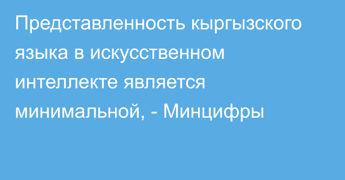 Представленность кыргызского языка в искусственном интеллекте является минимальной, - Минцифры 