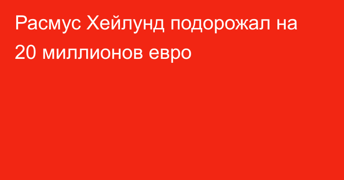 Расмус Хейлунд подорожал на 20 миллионов евро