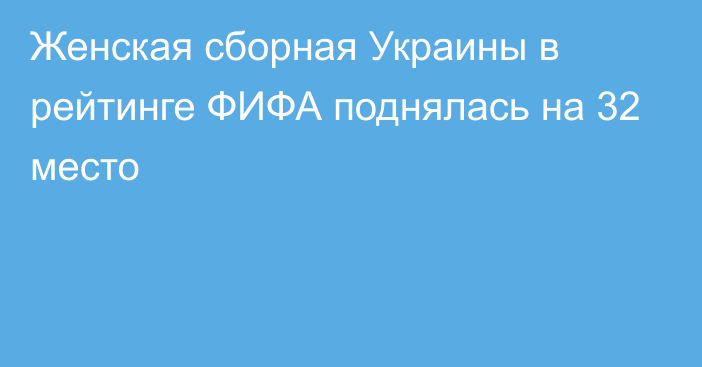 Женская сборная Украины в рейтинге ФИФА поднялась на 32 место