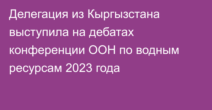 Делегация из Кыргызстана выступила на дебатах конференции ООН по водным ресурсам 2023 года