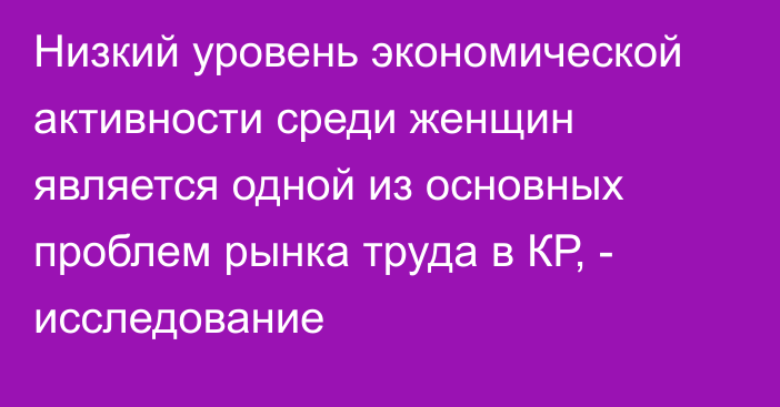 Низкий уровень экономической активности среди женщин является одной из основных проблем рынка труда в КР, - исследование