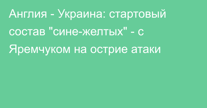 Англия - Украина: стартовый состав 