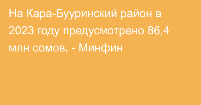 На Кара-Бууринский район в 2023 году предусмотрено 86,4 млн сомов, - Минфин