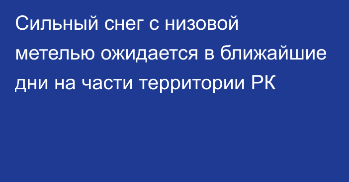 Сильный снег с низовой метелью ожидается в ближайшие дни на части территории РК