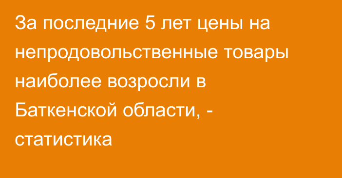 За последние 5 лет цены на непродовольственные товары наиболее возросли в Баткенской области, - статистика