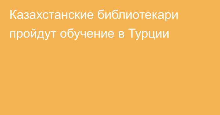 Казахстанские библиотекари пройдут обучение в Турции