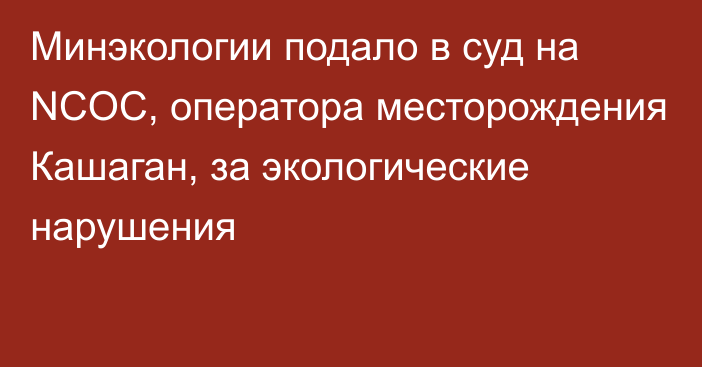 Минэкологии подало в суд на NCOC, оператора месторождения Кашаган, за экологические нарушения