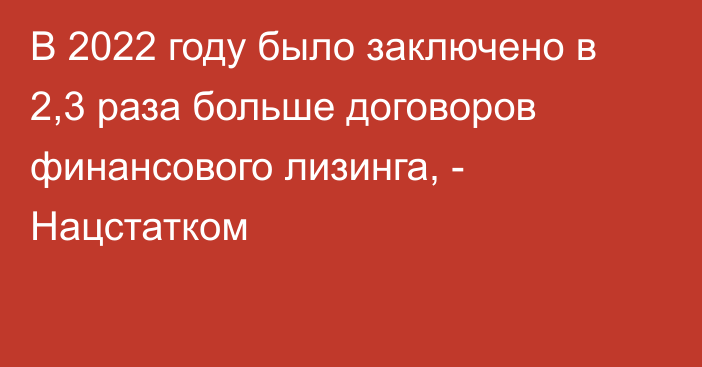 В 2022 году было заключено в 2,3 раза больше договоров финансового лизинга, - Нацстатком