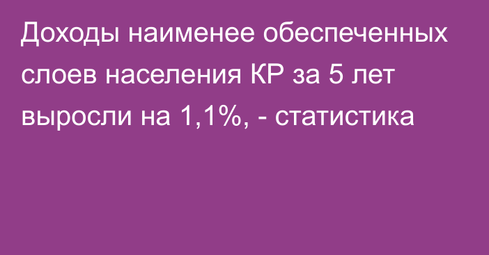 Доходы наименее обеспеченных слоев населения КР за 5 лет выросли на 1,1%, - статистика