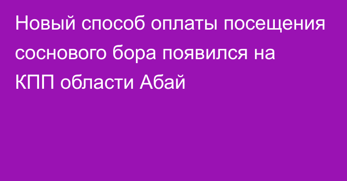 Новый способ оплаты посещения соснового бора появился на КПП области Абай