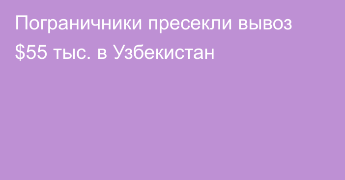 Пограничники пресекли вывоз $55 тыс. в Узбекистан