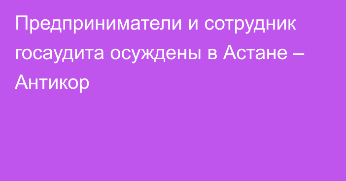 Предприниматели и сотрудник госаудита осуждены в Астане – Антикор