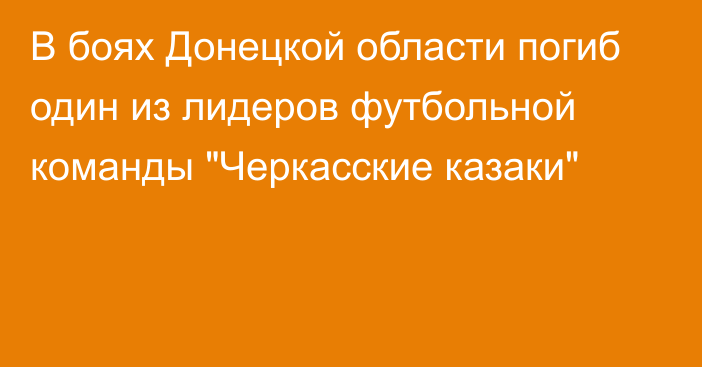 В боях Донецкой области погиб один из лидеров футбольной команды 