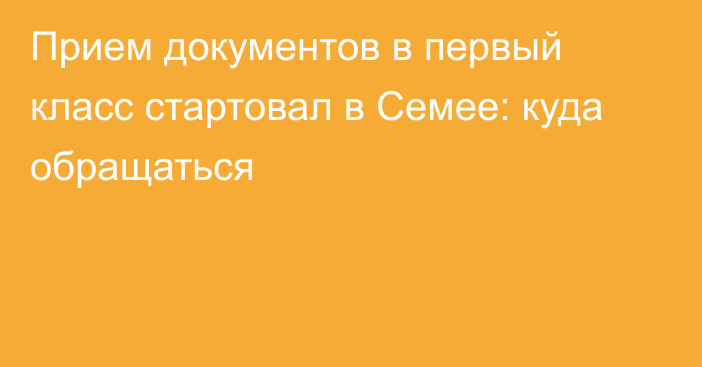 Прием документов в первый класс стартовал в Семее: куда обращаться