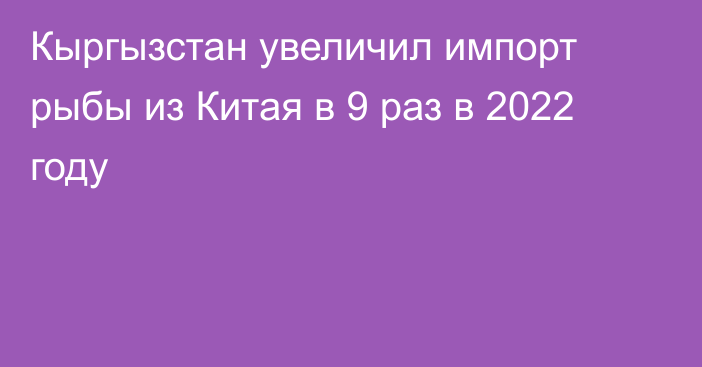 Кыргызстан увеличил импорт рыбы из Китая в 9 раз в 2022 году