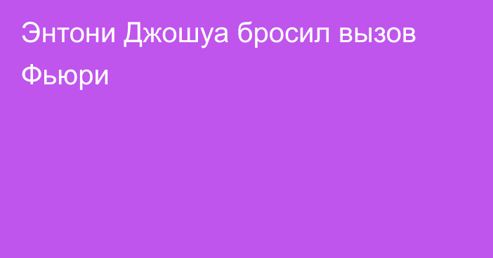 Энтони Джошуа бросил вызов Фьюри