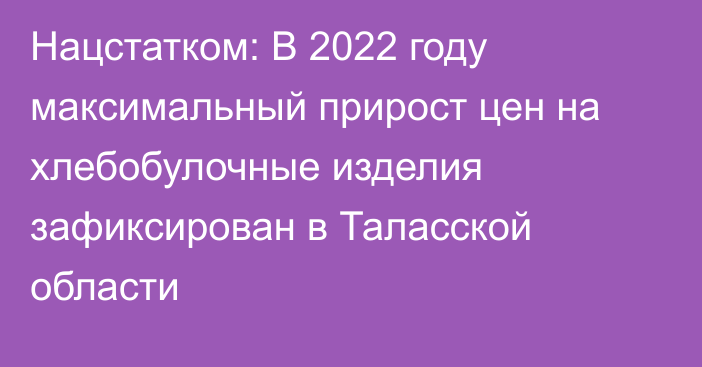 Нацстатком: В 2022 году максимальный прирост цен на хлебобулочные изделия зафиксирован в Таласской области