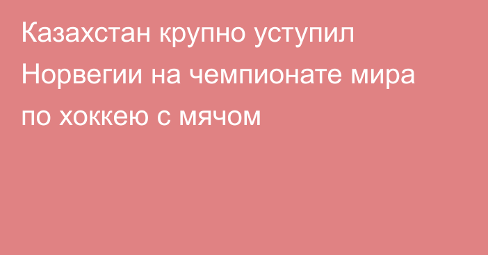 Казахстан крупно уступил Норвегии на чемпионате мира по хоккею с мячом