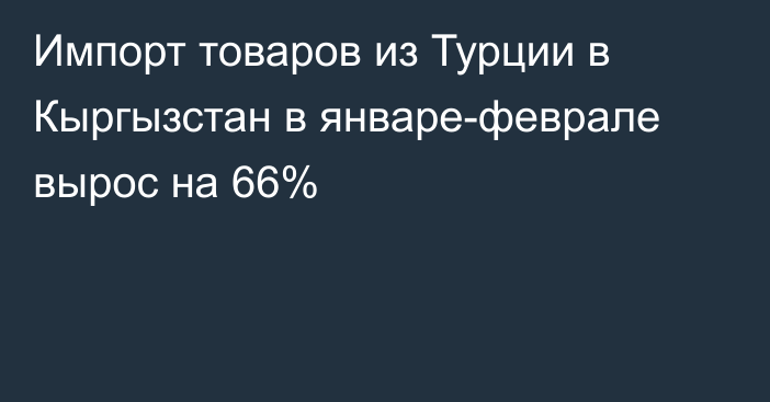 Импорт товаров из Турции в Кыргызстан в январе-феврале вырос на 66%