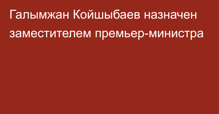 Галымжан Койшыбаев назначен заместителем премьер-министра