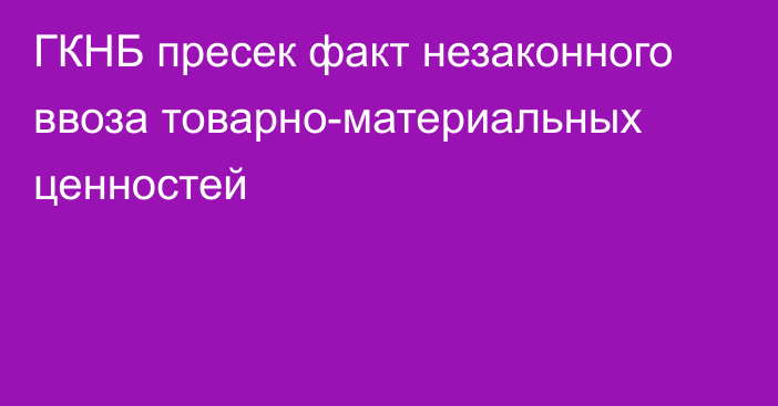 ГКНБ пресек факт незаконного ввоза товарно-материальных ценностей