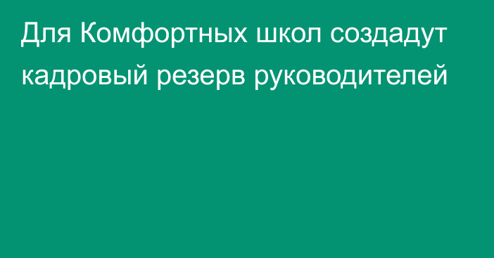 Для Комфортных школ создадут кадровый резерв руководителей