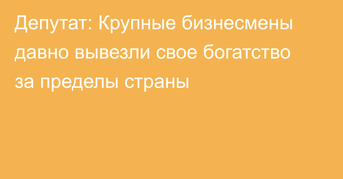 Депутат: Крупные бизнесмены давно вывезли свое богатство за пределы страны