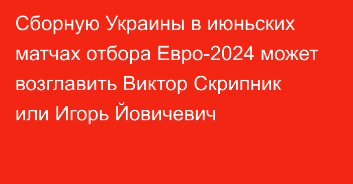 Сборную Украины в июньских матчах отбора Евро-2024 может возглавить Виктор Скрипник или Игорь Йовичевич