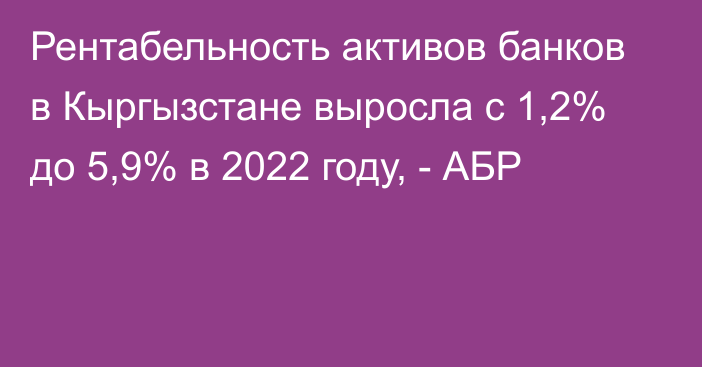 Рентабельность активов банков в Кыргызстане выросла с 1,2% до 5,9% в 2022 году, - АБР