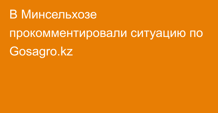 В Минсельхозе прокомментировали ситуацию по Gosagro.kz