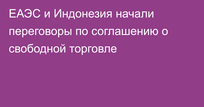 ЕАЭС и Индонезия начали переговоры по соглашению о свободной торговле