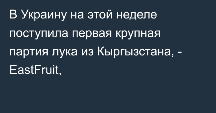 В Украину на этой неделе поступила первая крупная партия лука из Кыргызстана, - EastFruit,