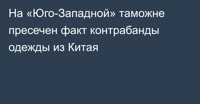 На «Юго-Западной» таможне пресечен факт контрабанды одежды из Китая