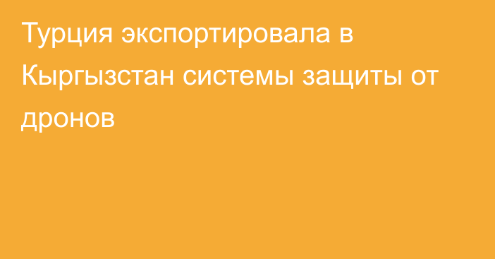 Турция экспортировала в Кыргызстан системы защиты от дронов