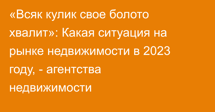 «Всяк кулик свое болото хвалит»: Какая ситуация на рынке недвижимости в 2023 году, - агентства недвижимости