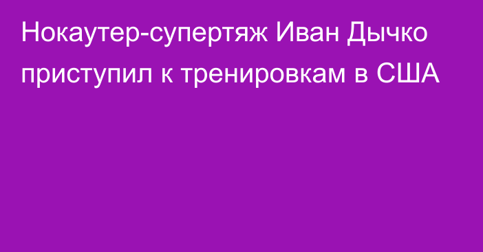 Нокаутер-супертяж Иван Дычко приступил к тренировкам в США