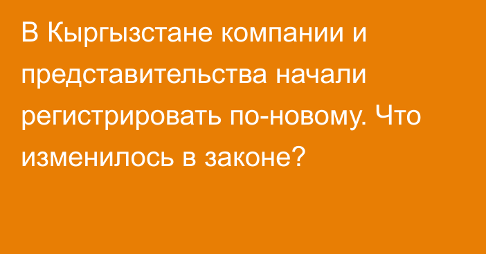 В Кыргызстане компании и представительства начали регистрировать по-новому. Что изменилось в законе?