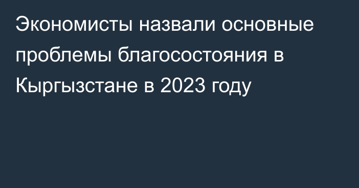 Экономисты назвали основные проблемы благосостояния в Кыргызстане в 2023 году