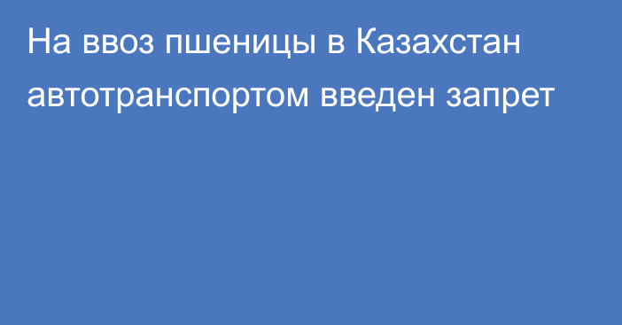 На ввоз пшеницы в Казахстан автотранспортом введен запрет