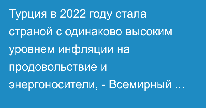 Турция в 2022 году стала страной с одинаково высоким уровнем инфляции на продовольствие и энергоносители, - Всемирный банк