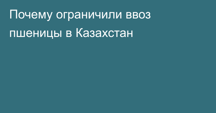 Почему ограничили ввоз пшеницы в Казахстан